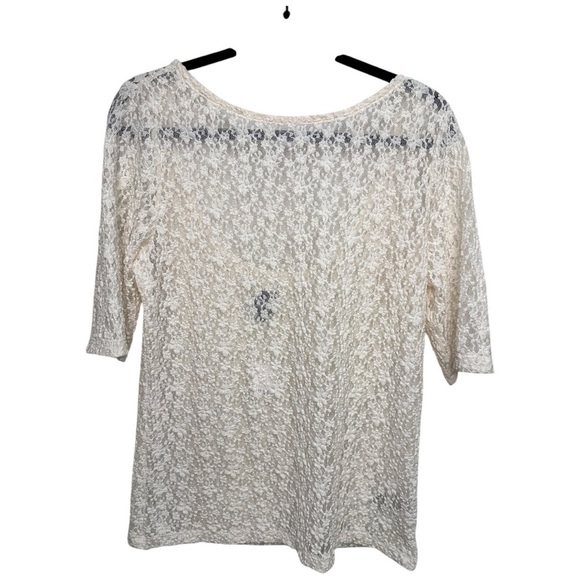 Gap NWT Elegant Boho Lace Women's Top with Deep Rounded Back Cream, size MT - Picture 1 of 4